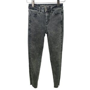 American Eagle Outfitters‎ Hi Rise Jeggings Charcoal Wash Stretch Denim Jeans